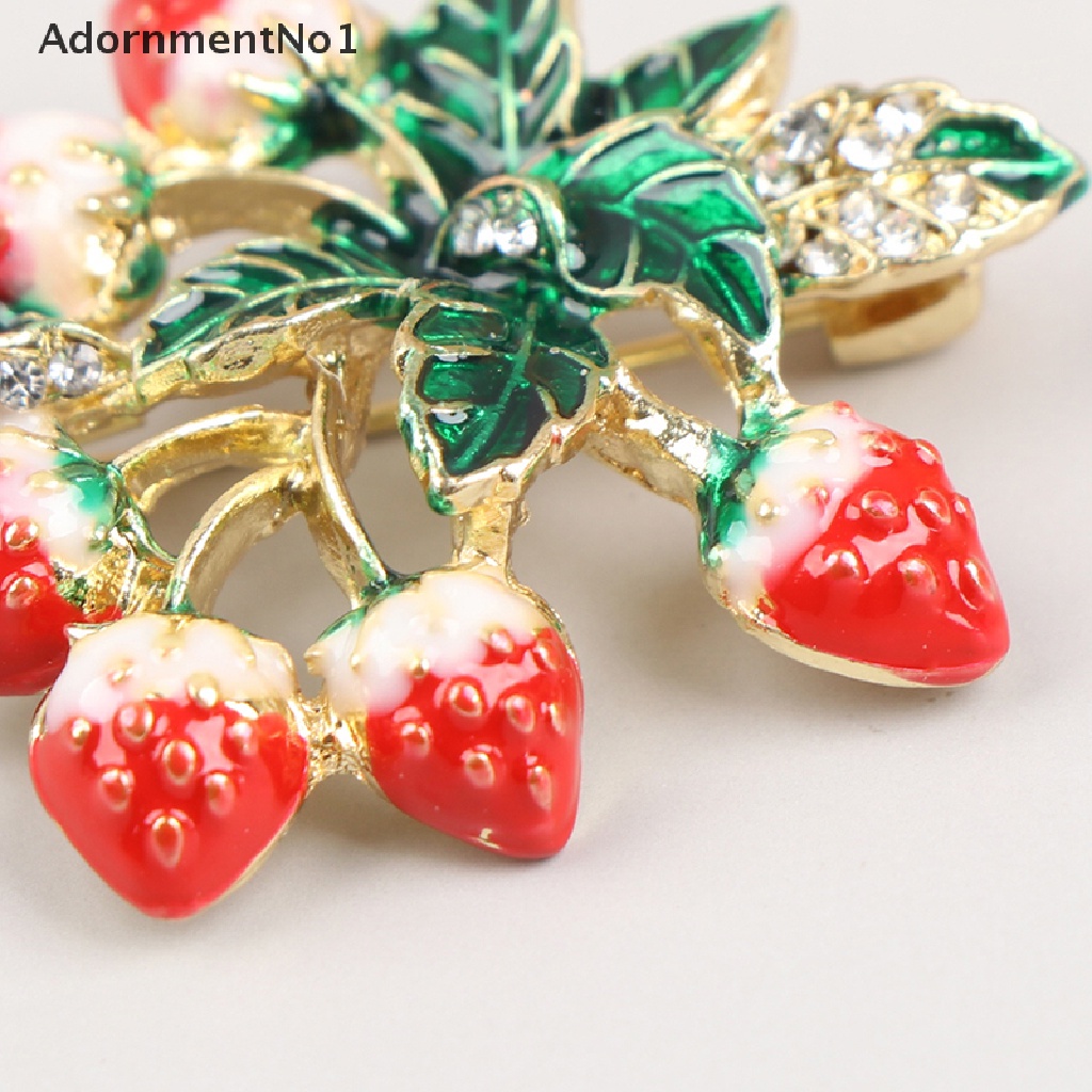 (AdornmentNo1) Bros Pin Enamel Bentuk Buah Strawberry Merah Untuk Wanita