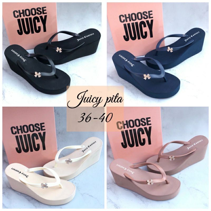 SANDAL JEPIT JUICY COUTURE PITA RIBBON PITA KECIL WEDGES