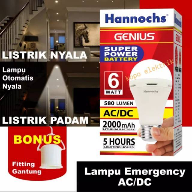 Lampu Led Emergency Hannochs 6w Hannoch Genius 6 Watt