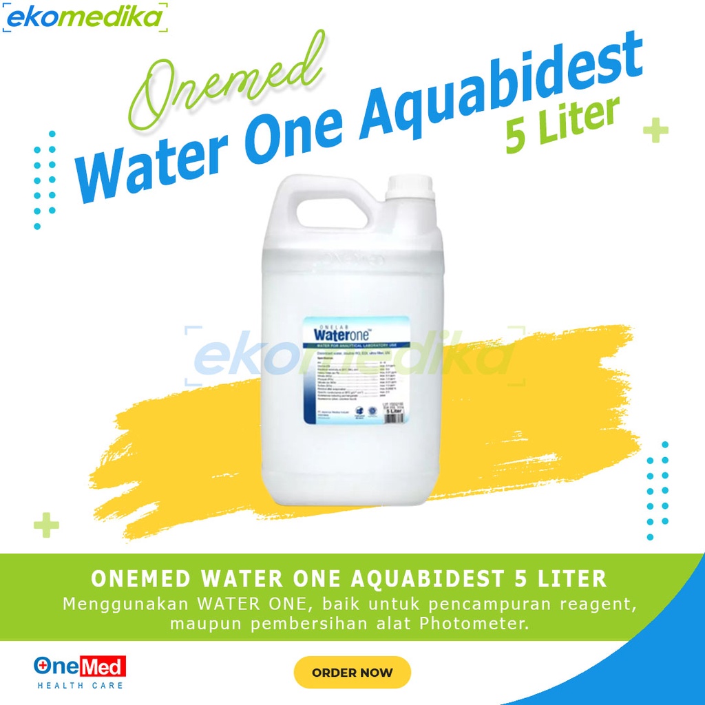 Waterone OneMed 5 Liter / Aquabides / Purified Water One 5 Liter OneMed WaterONE Aauabidest