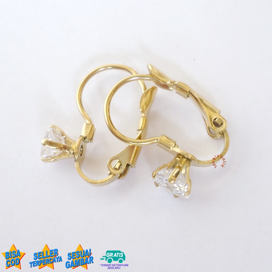 Lovelybutik Anting Titanium Anti Karat Anti Hitam Angel Star Anting Titanium Wanita  Ukuran 0,5 cm
