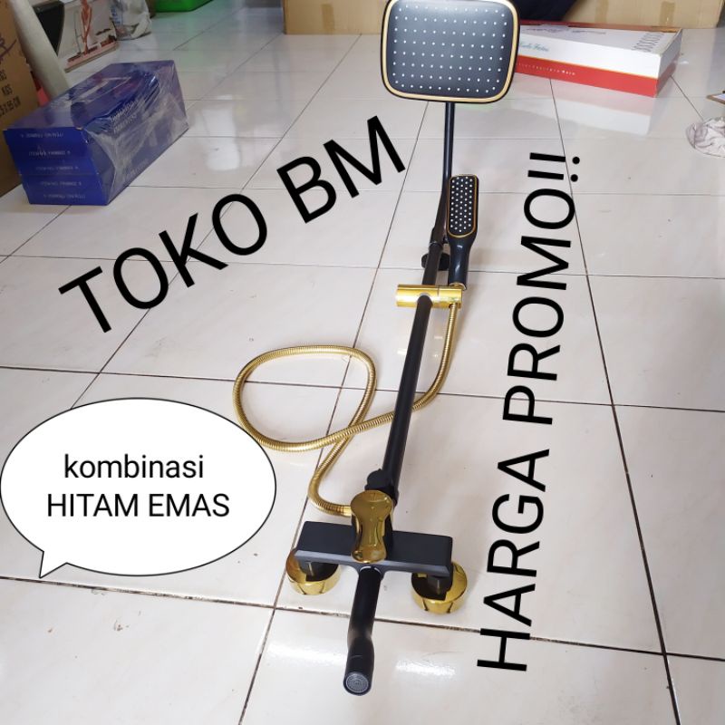 PROMO Shower coloumn HITAM EMAS shower tiang wall shower panas dingin
