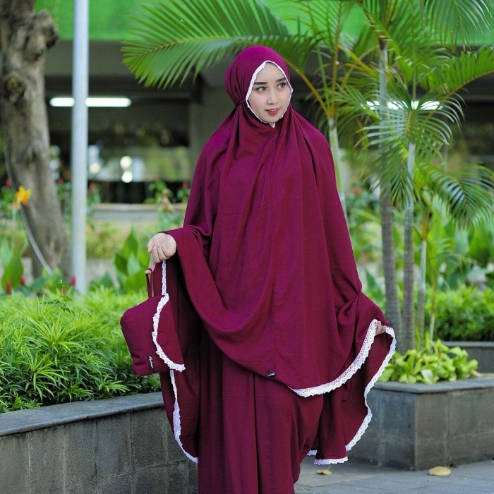 Mukena Katun Syahida Putih Polos Syari Jumbo Traveling Cantik Adem Ori