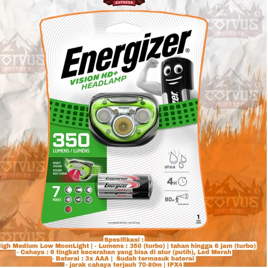 Pabrik Resmi Headlamp Energizer 350 Lumens Senter kepala Pendaki Gunung Energizer 350 Lumens Senter 