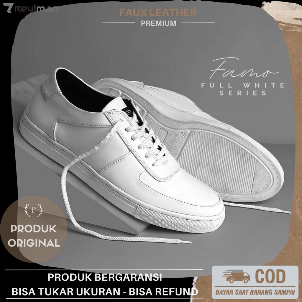 Sepatu Sneakers Pria | Sepatu Casual Pria | REYLMAN FAMO Full White Series