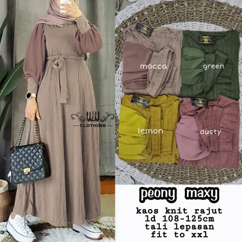 PEONY MAXY BY WW KAOS KNIT RAJUT GAMIS TERBARU