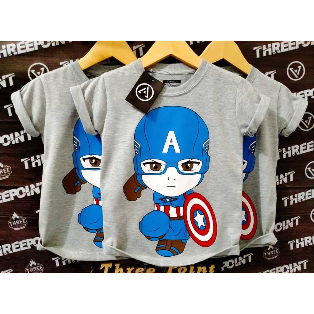 Kaos Anak Kapten Amerika Distro Superhero Three Point ORIGINAL