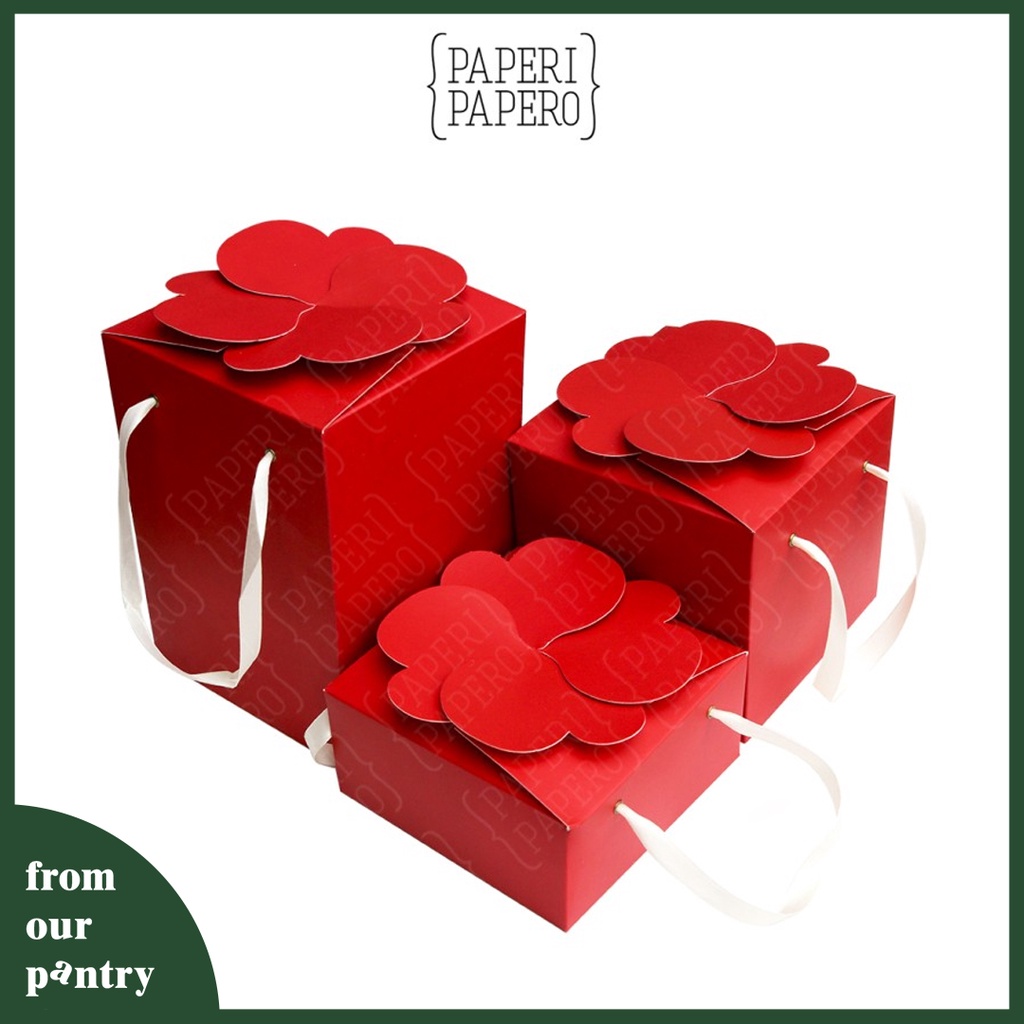 

Paperi Papero - 5pcs Red Clover Box isi 2 & isi 3 Kotak Kue Kering Merah