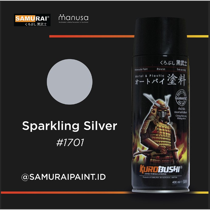 Samurai Paint Metallic Sparkling Silver 1701 Metallic Silver #1701 Cat Aerosol Kualitas Kompresor
