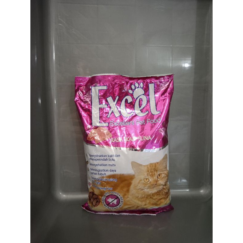 excel tuna bentuk ikan freshpack 500gr - makanan kucing excel - dry food excel 500gr