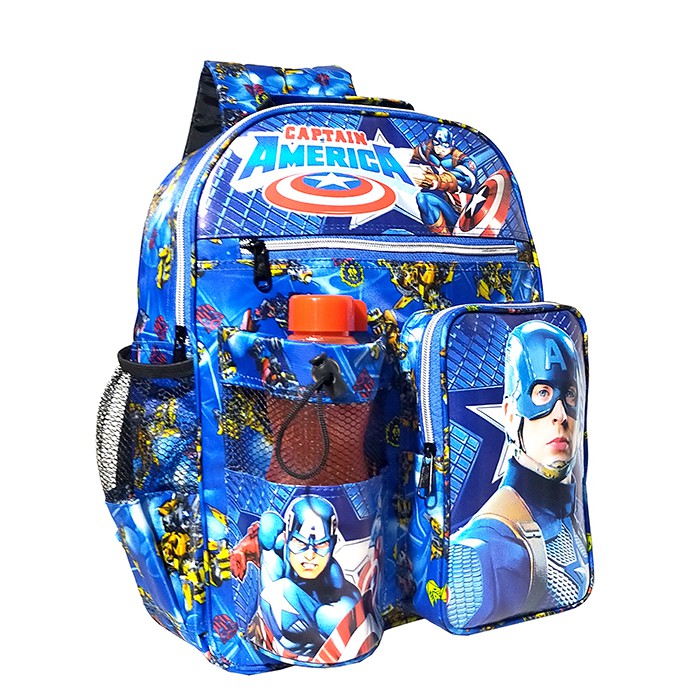 Tas Ransel anak Sekolah TK / SD karakter Captain America free botol // Tas ransel Captain America