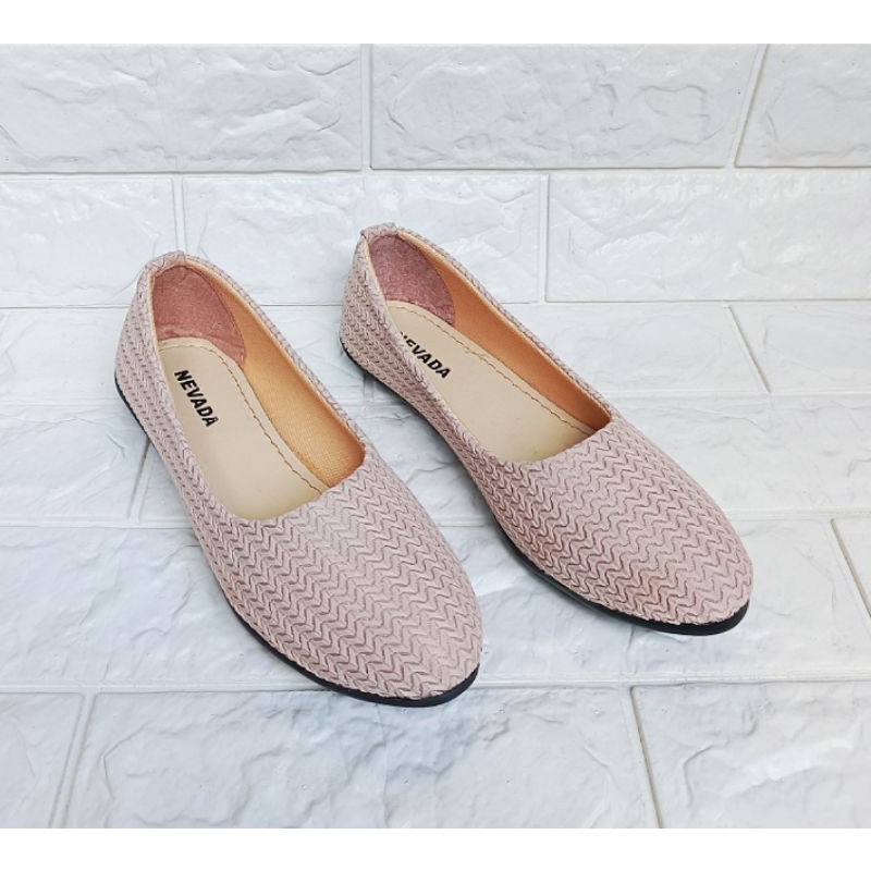 Sepatu wanita flat shoes murah casual motif rajut