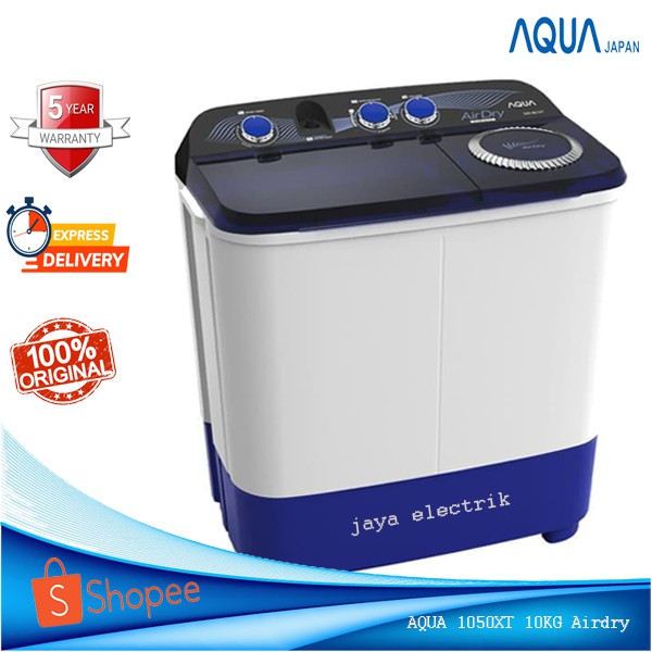 Mesin Cuci 2 Tabung Aqua 10Kg AQ 1050XT Airdry system Hijab Series Low Watt Cuci dan Kering