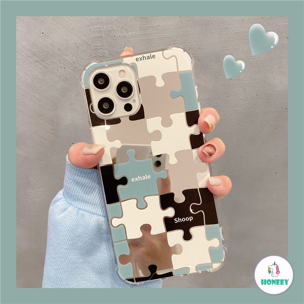 Soft Case TPU Desain Puzzle Cermin Makeup Warna Kontras Untuk IPhone 14 13 12 11 Pro Max X XS XR 8 7 Plus