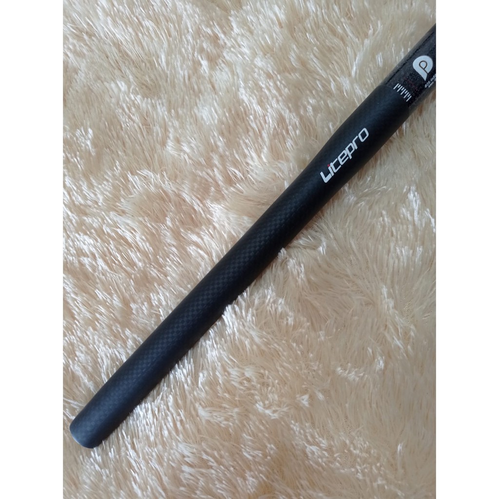 Handlebar Flat Carbon Litepro Hitam Doff Dov Dove Black Matte Monster Stang Sepeda Superlight 25.4 m