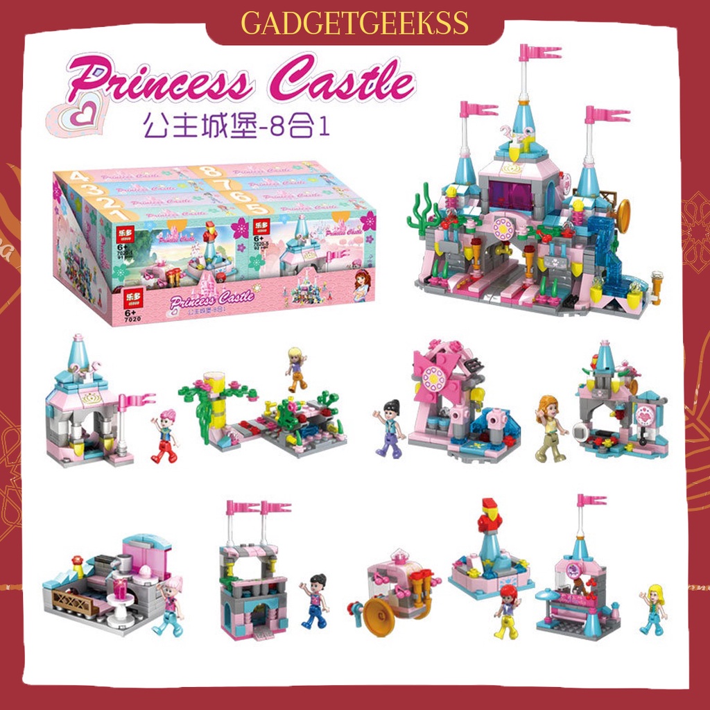 Mainan Lego 8 in 1 Barbie Castle Princess Balok Susun Edukasi DIY