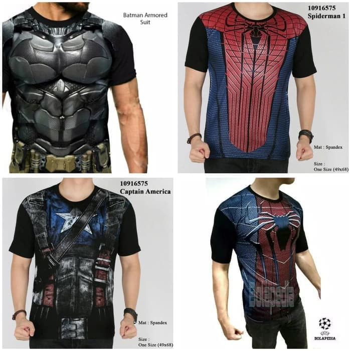 Best Seller Baju Kaos Superman Spiderman Super Hero Gym Fitness Pria Cowok