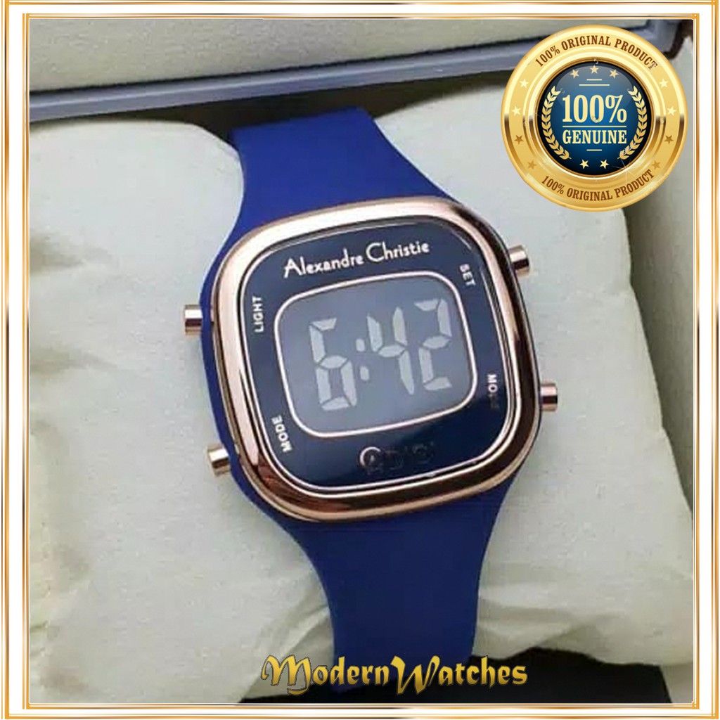 Jam Tangan Digital Terbaru Alexandre Christie AC 9336 Wanita Biru Dongker Navy Blue Terlaris