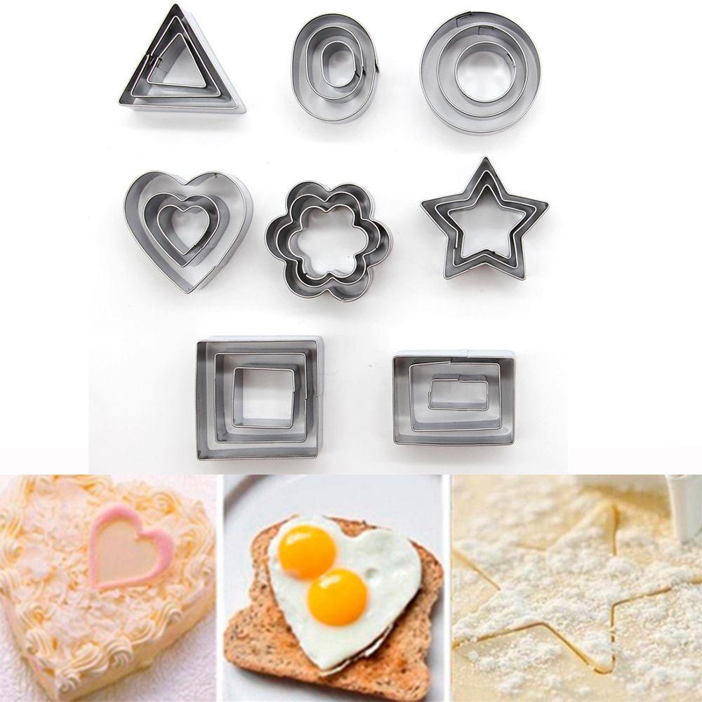 TOP 24pcs Cookies Cutter Cetakan Kue Gula Coklat Stainless Steel Fondant Mold Biscuit Slicer