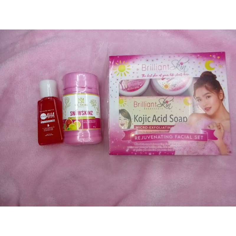 skincare brilliant ,serum AHA dan snowskinz whitening booster ORI Malaysia