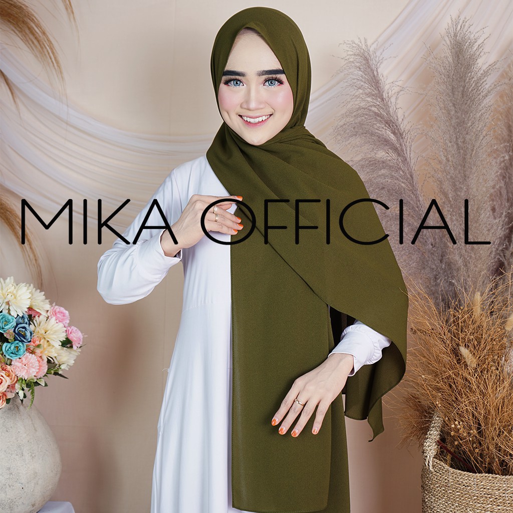 PASHMINA DIAMOND ||  PASHMIN NON TALI/TANPA TALI  POLOS DIAMOND PREMIUM QUALITY-ARMY