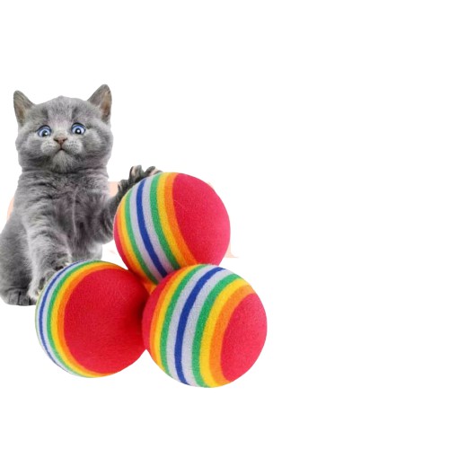 RAINBOW BALL MAINAN BOLA KUCING KITTEN ANJING DOG TOYS CAT TOYS FEFARM