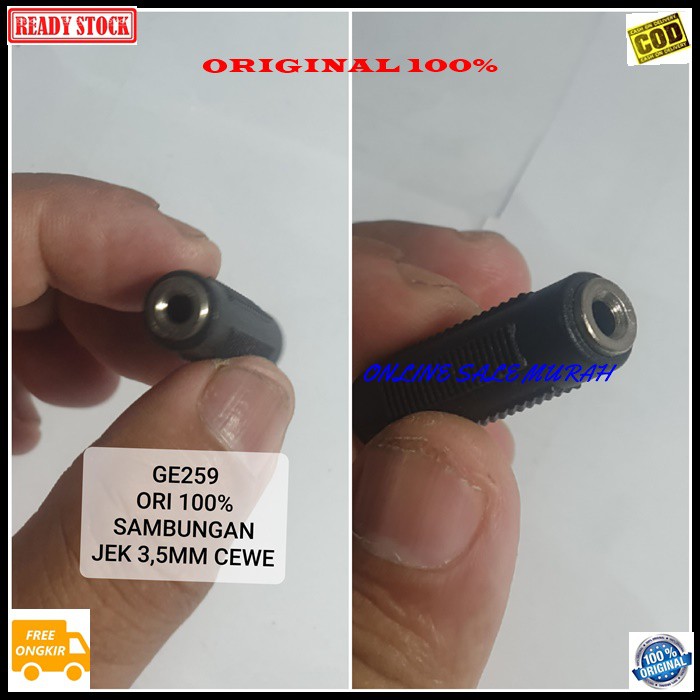 G259 Jack 3,5mm cewe DUAL adapter konektor sambungan splitter audio sound extension penyambung suara headset headphone converter female male canon aux dvd ampli stereo original male female mp3 music multi universal G259  JEK 3.5MM CEWE 2 LUBANG  BISA DIPA