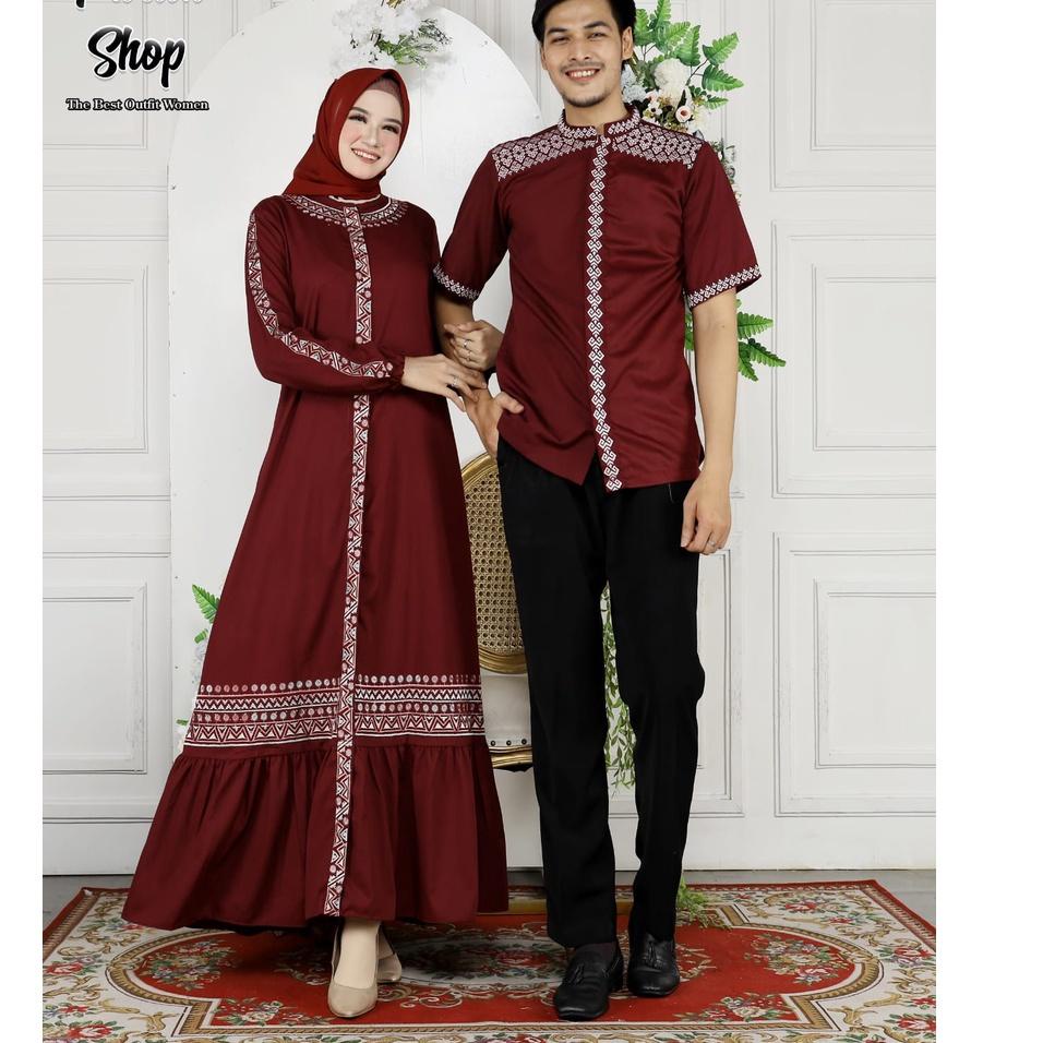 (BIG SALE) Gamis Couple Raradisa Pasangan Terbaru Kekiniian//Gamis Couple Toyobo Bordir Mix Payed Sw