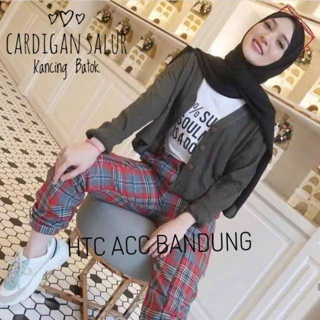 CARDIGAN RAJUT SALUR KANCING BATOK | Cardy Crop Rajut Wanita Oversize