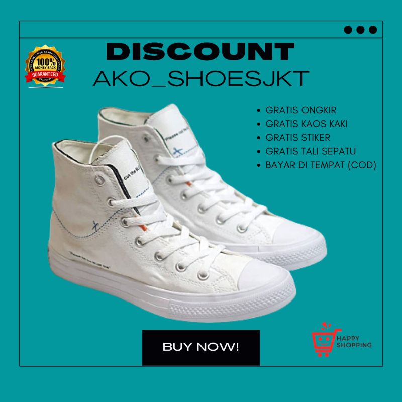 ( DISKON ) CONVERSE CT AS HI CUT LINE WHITE (BNIB)