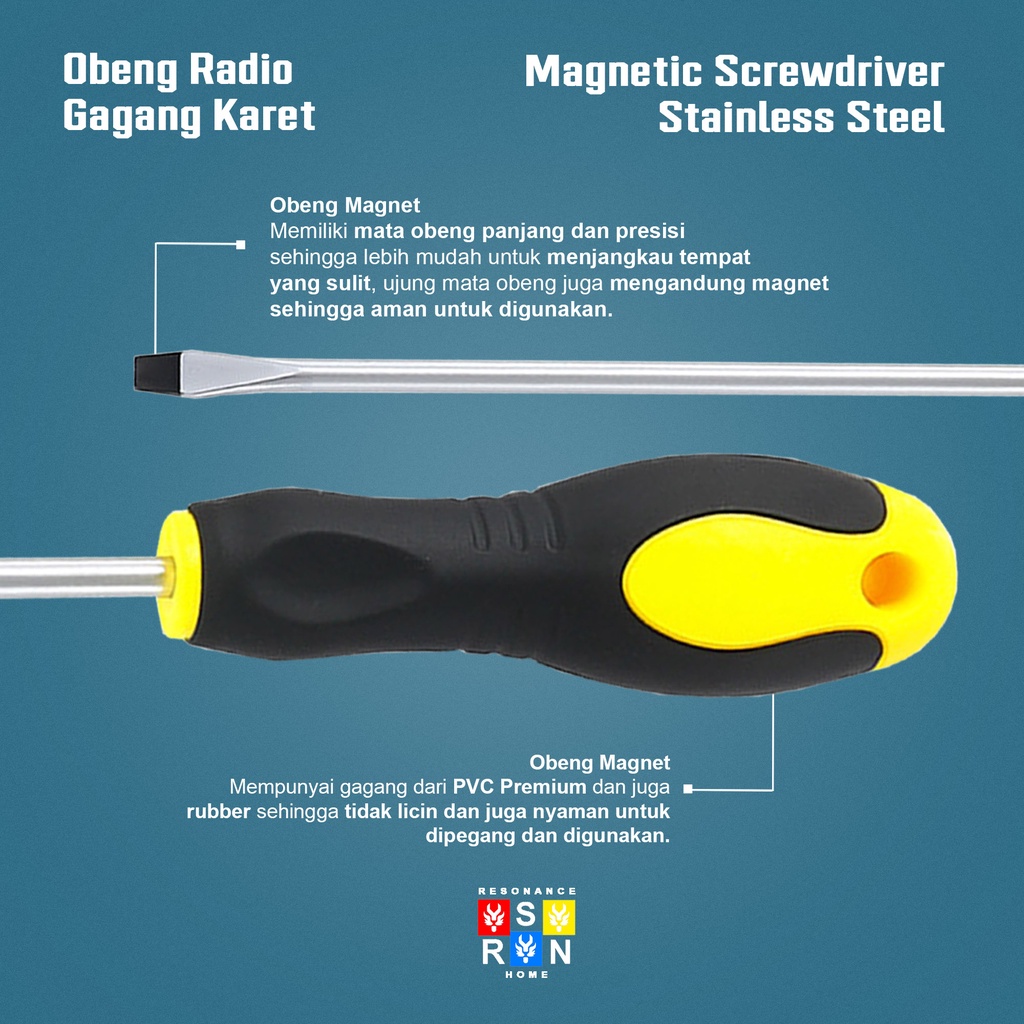 Obeng Radio Gagang Karet / Obeng Magnet / Screwdriver Resonance Home