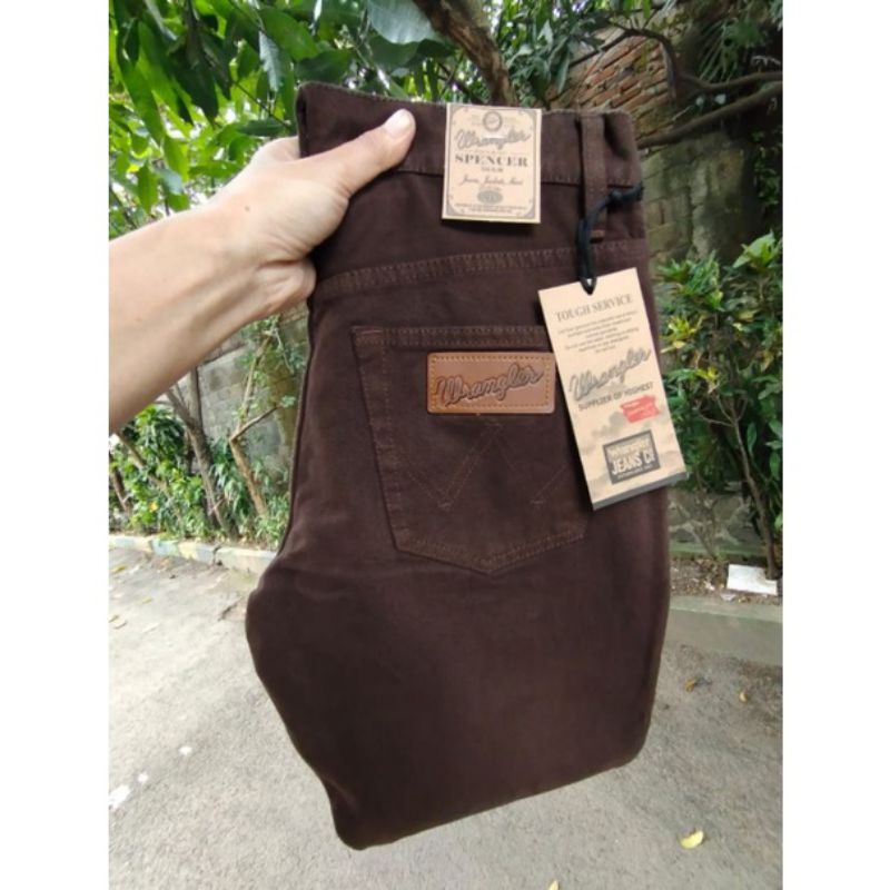 JJ - CELANA JEANS MODEL STANDAR REGULER WRANGL3R PRIA - COKLAT 28-38