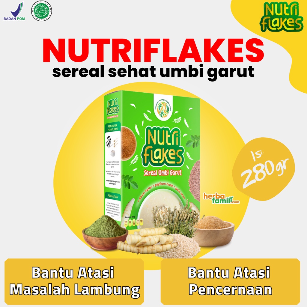 Minuman Serbuk Umbi Garut Nutriflakes - 100% Original Suplemen Makanan Diet Atasi Asam Lambung Diabetes Kontrol Kolesterol