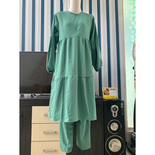 Oneset Long Tunik Hijau Mint