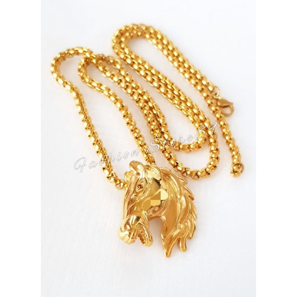 Kalung Kuda Emas Titanium Kalung Liontin Kuda Emas impor titanium Fashion Pria Wanita Impor