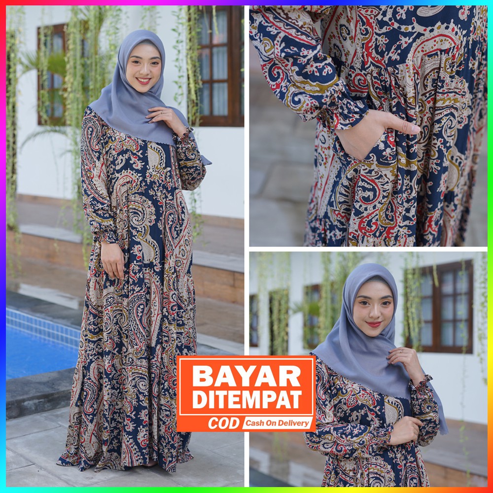 WEARMOURA NAYAKA HOMEDRESS NAVY Baju Gamis Wanita Muslim ...