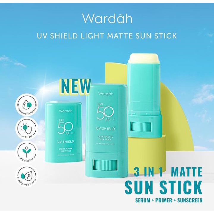 WARDAH UV Shield Light Matte Sun Stick SPF50 PA+ | Aqua Fresh Essence SPF 50 | Uv Shield Essential Sunscreen Gel SPF 30 ORIGINAL