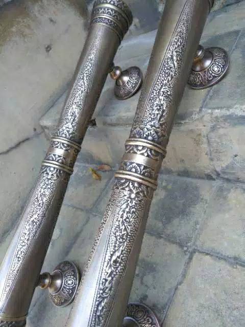 Handle Pintu Rumah Pagar Kuningan Antik Murah Motif Ukir 55cm