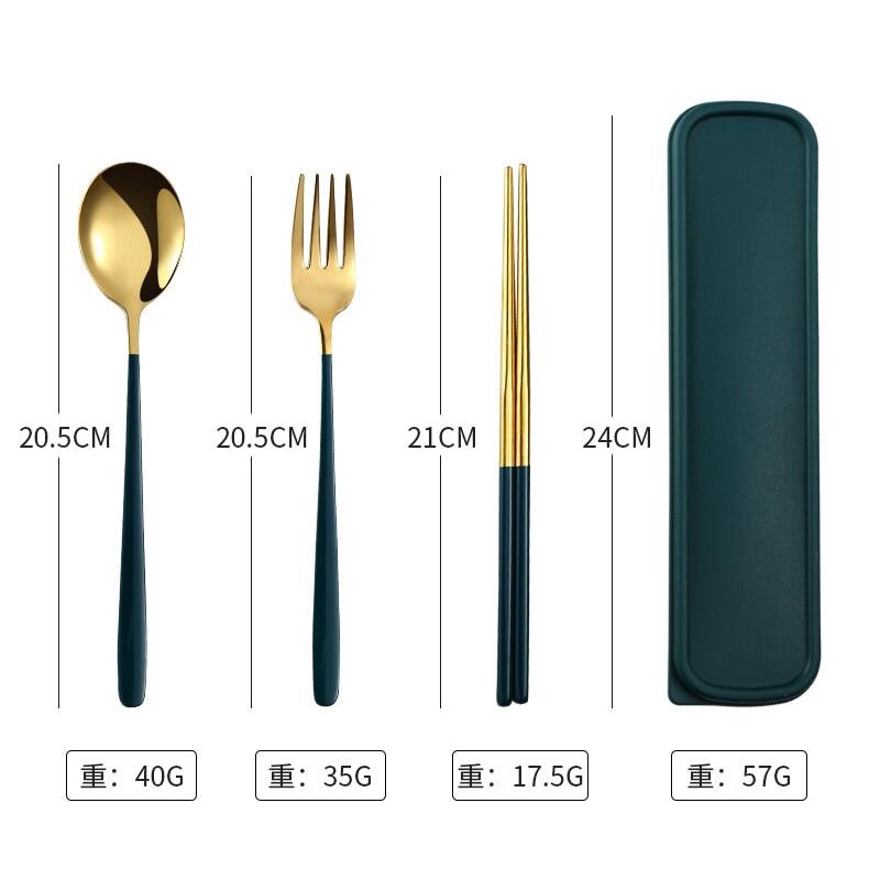 Sendok Makan Set 3pcs Sendok Makan Dengan Tempat Berbahan Stainless Steel Sumpit Sendok Grapu Set