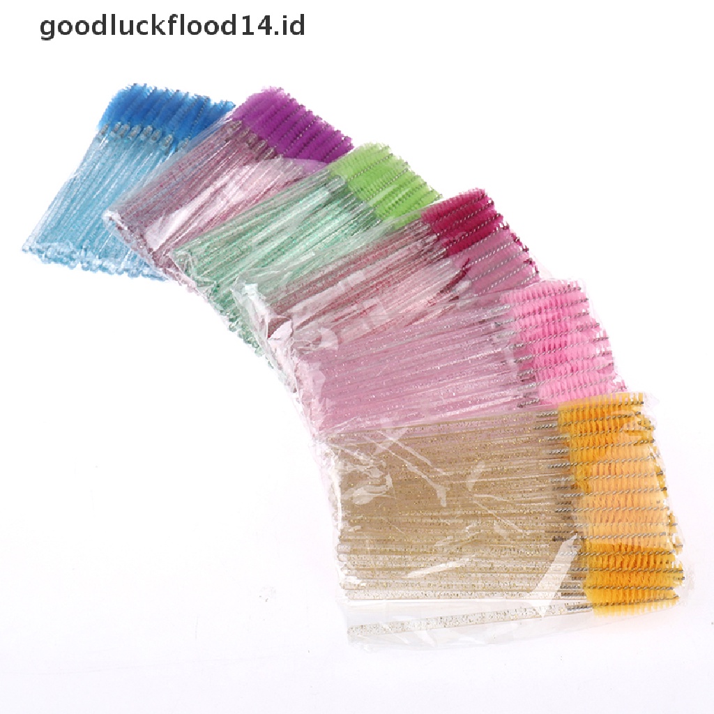 [OOID] 50pcs disposable eyelash brush with crystal rod eyebrow comb makeup brush ID