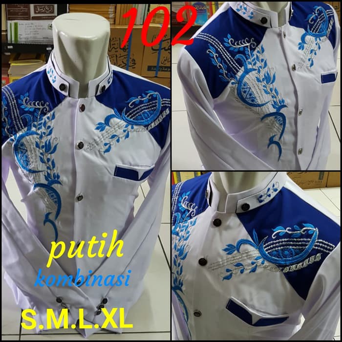 JASKO PUTIH BORDIR kombinasi biru 102