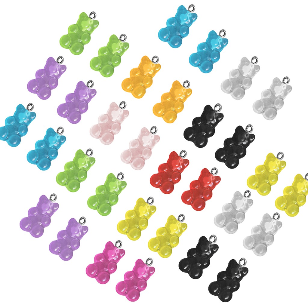 10pcs Liontin Bentuk Gummy Bear Bahan Resin Untuk Aksesoris Perhiasan Diy