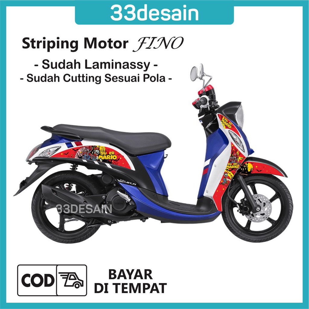 Jual Aksesoris Stiker Motor Sticker Striping Motor Full Print Fino Super Mario 13 33Desain Indonesia Shopee Indonesia