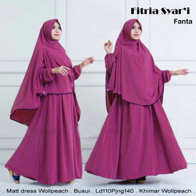 AB Agen Baju Official Shop - Gamis Fitria + syari busana muslim hijab fashion polosan