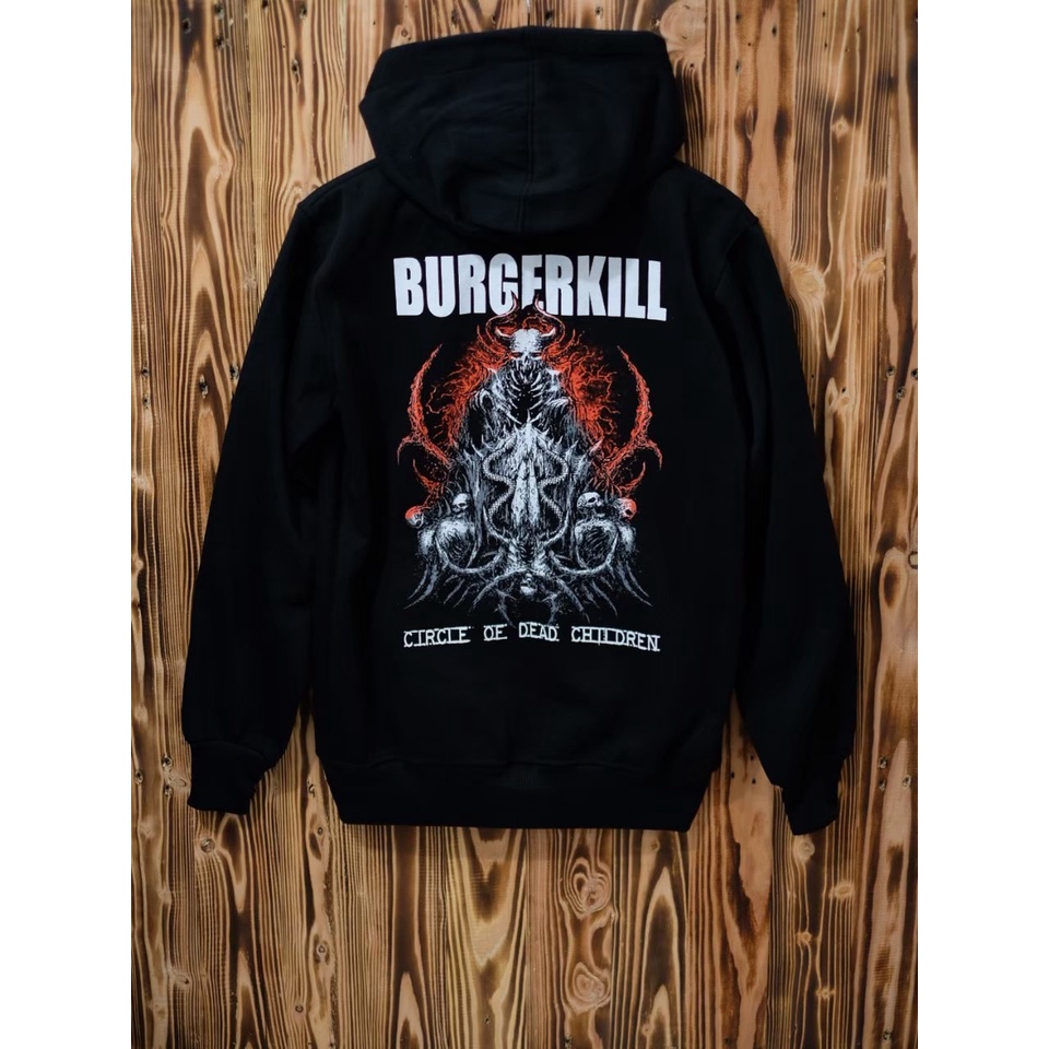 Sweater Hoodie Burgerkill Bahan Cutton Fleece Tebal