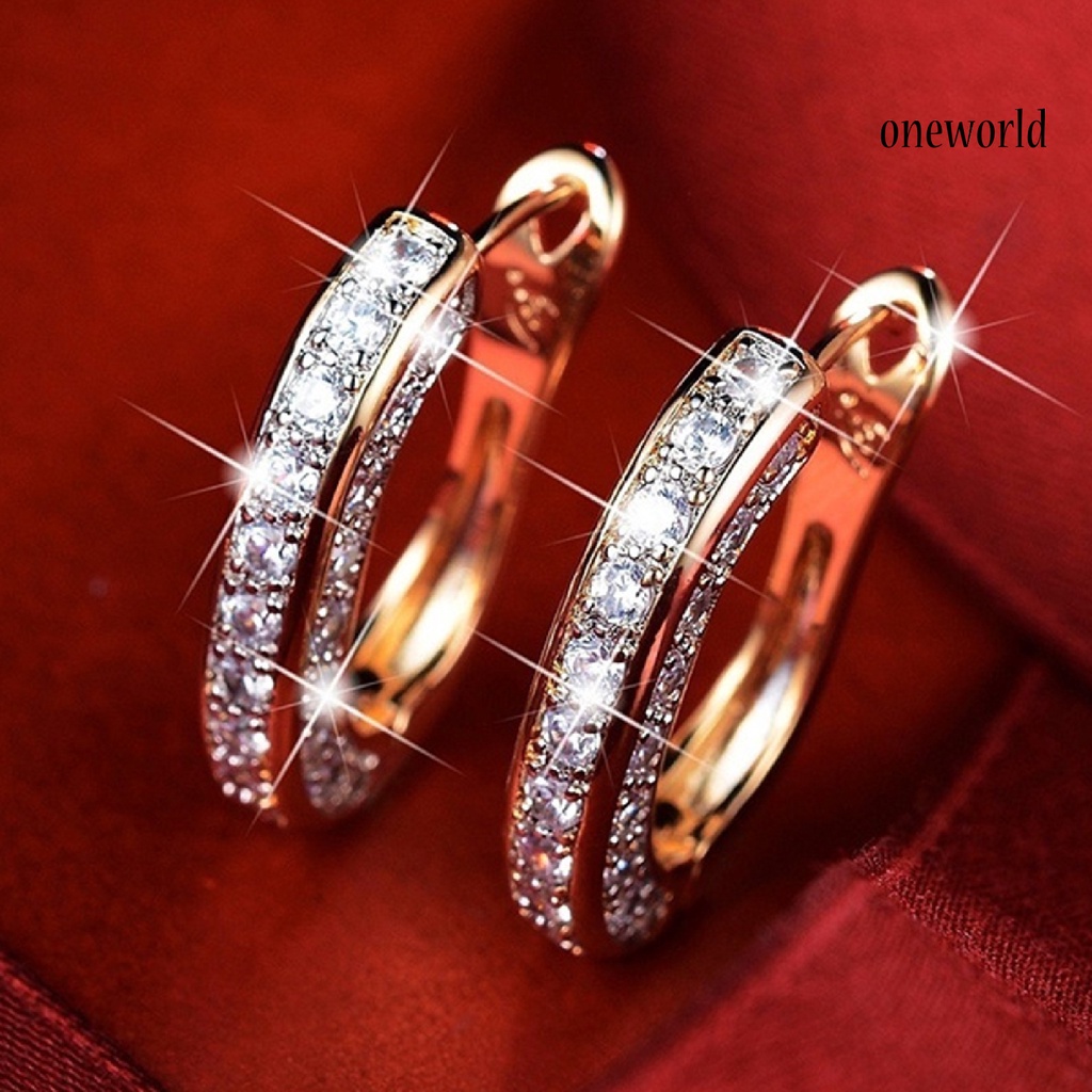 OW# 1 Pair Earrings Charm Attractive Ring Shape Dainty Huggie Earrings for Women