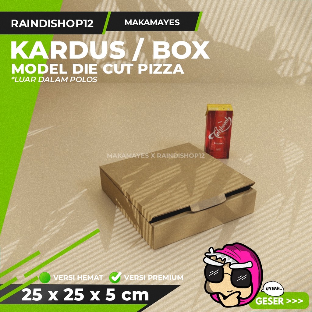 

(MIN 5 PCS) BOX 25 X 25 X 5 CM KARDUS DIE CUT PIZZA KEMASAN PACKAGING KADO