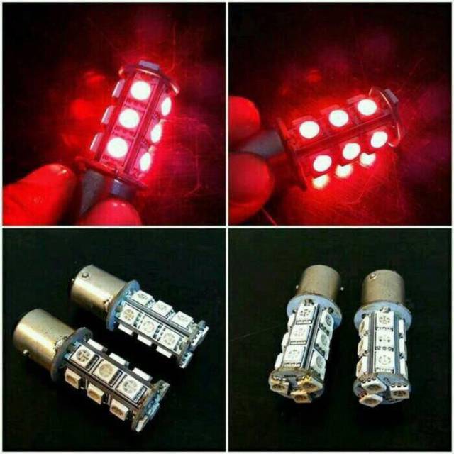 (INDO 168) Lampu Rem 12 Volt 1157 Kedip 18 Led Mobil Motor