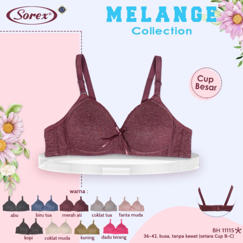 Sorex  Melange 11115 bra bh Collection Tanpa kawat Kait 2 bh Busa Cup Besar Setara Cup C Harian 36-42