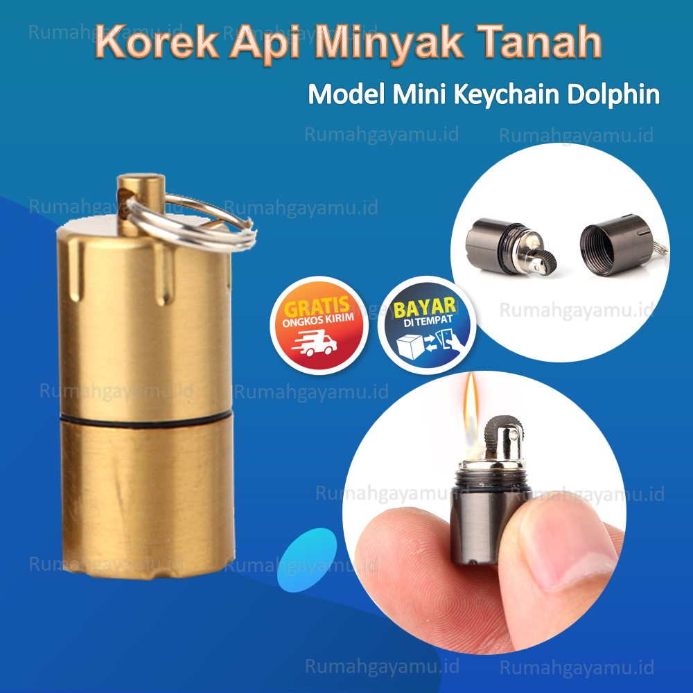 Korek Api Minyak Tanah Dolphin Model Mini Keychain - Golden